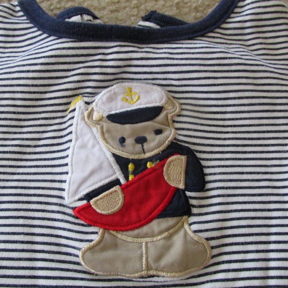 Sesame Street 1 Pc Bodysuit Infant Boys 3-6M White Striped Short Sleeve Sailor - Picture 2 of 5